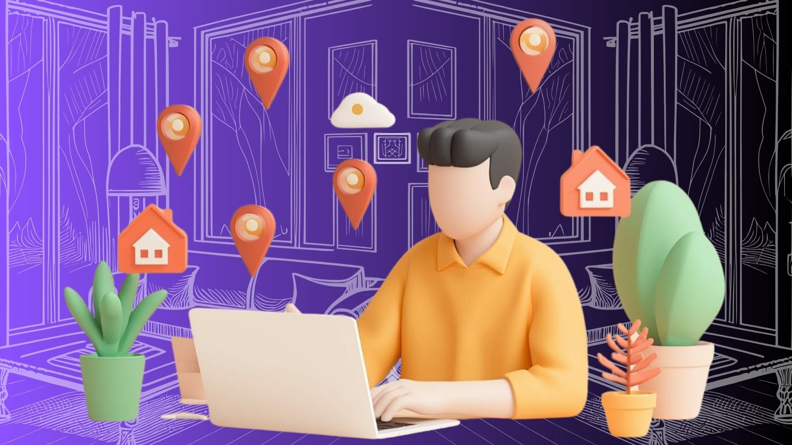 Illustration of a homeowner searching for trusted local remodeling services in their area.