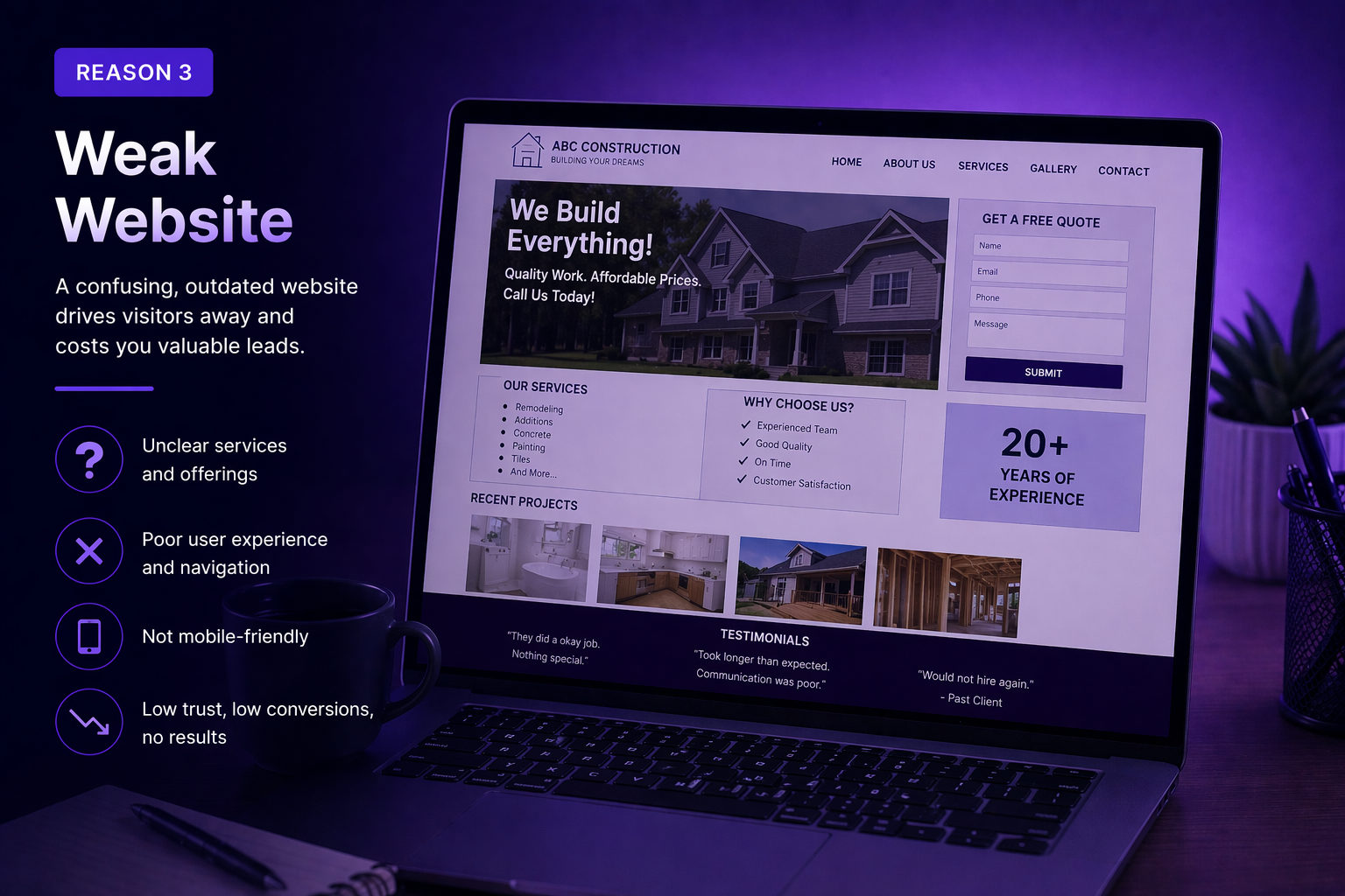 poor contractor website