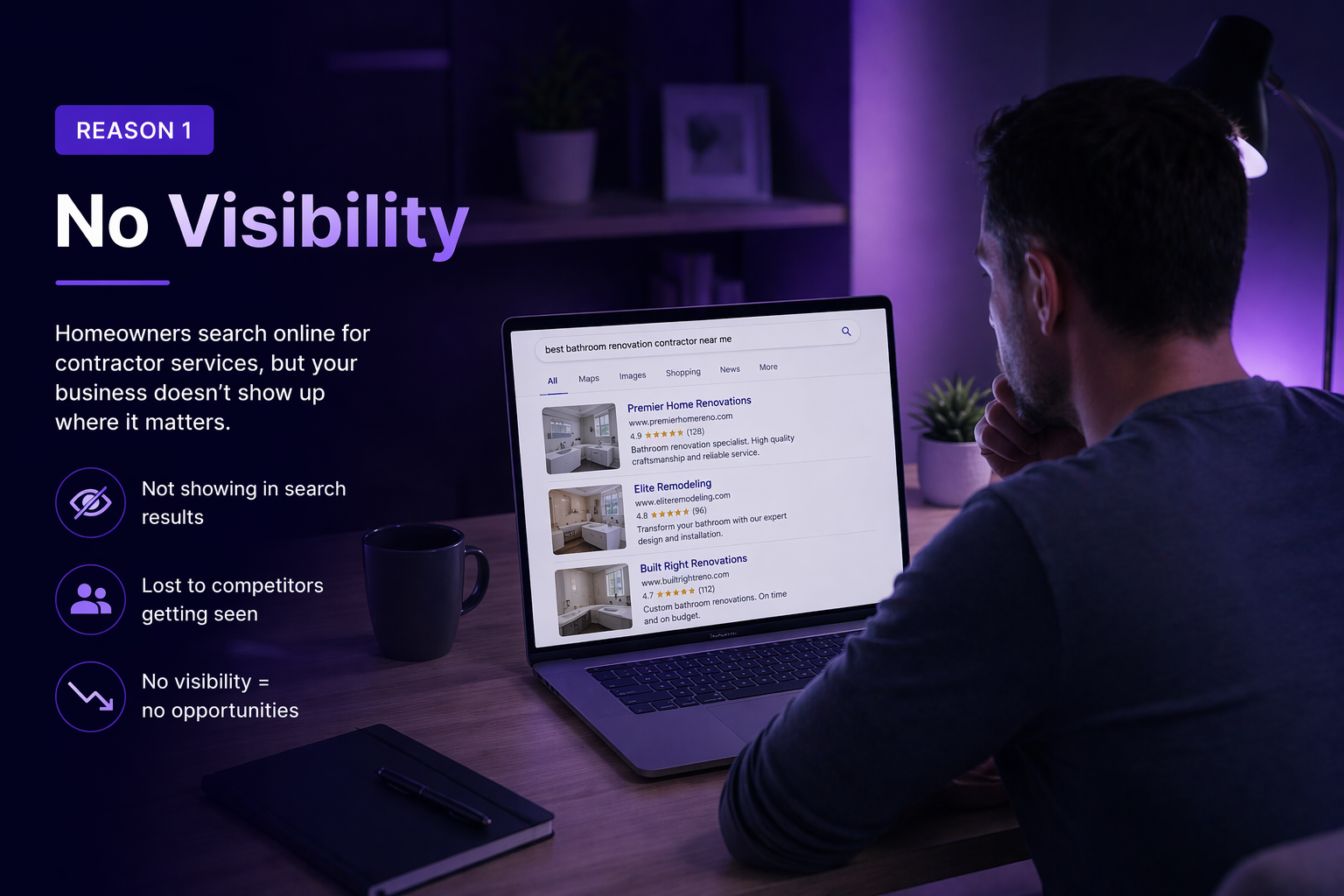 contractor not visible online